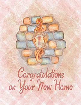 Watercolor house warming congratulation card