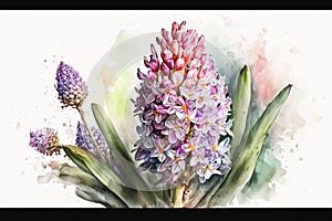 Watercolor hyacinths isolated on white background