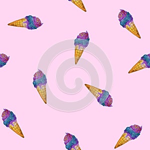 Watercolor ice cream pattern