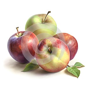 Watercolor illustration of apple fruit, isolated on white background. Generative AI