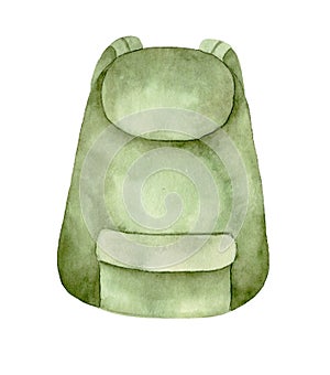 Watercolor illustration of a backpack isolated on white background