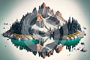 Watercolor illustration of the beautiful Dolomites in Italy