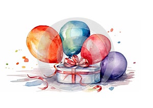 Watercolor Illustration Of Birthday Gift Boxes