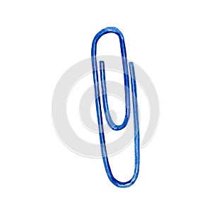 Watercolor illustration blue paper clip