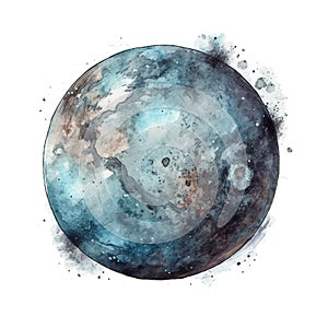 Watercolor illustration of blue planet