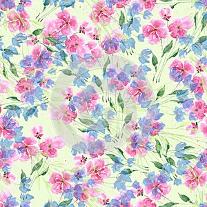 Watercolor illustration of a bouquet field flowers . Hand drawing seamless pattern.