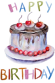 Watercolor illustration of cake