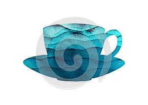 Watercolor illustration of cup of sea