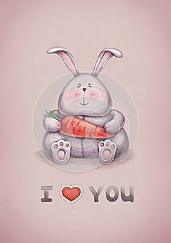 Watercolor illustration of cute bunny toy