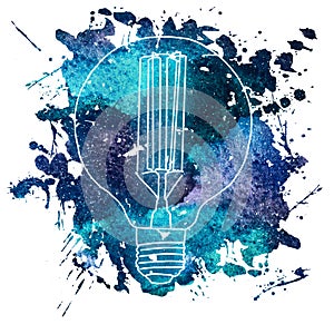 Watercolor illustration of edison`s bulb