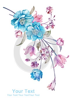 Watercolor illustration flower bouquet in simple background