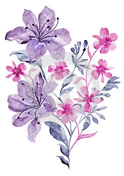 Watercolor illustration flower in simple background