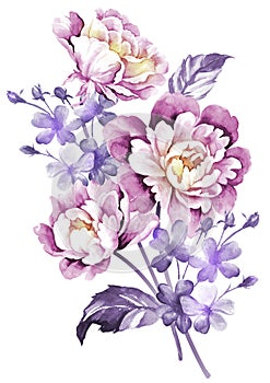 Watercolor illustration flower in simple background