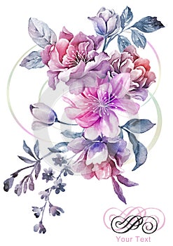 Watercolor illustration flower in simple background