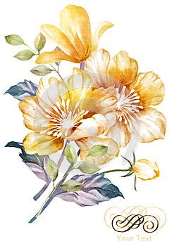 Watercolor illustration flower in simple background