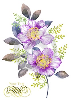 Watercolor illustration flower in simple background