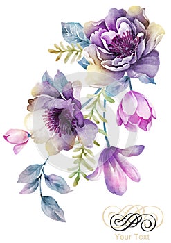 Akvarel ilustrace květina v jednoduchý 