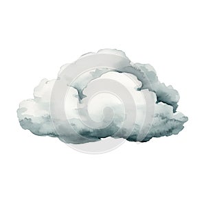 Watercolor illustration of a fluffy cloud isolated on a transparent background. Ideal for weather-themed projects photo