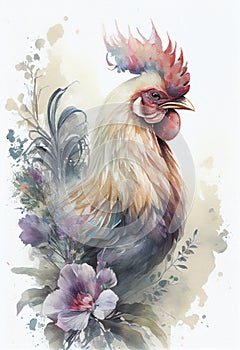 Acuarela ilustraciones de lindo gratis rango gallo 