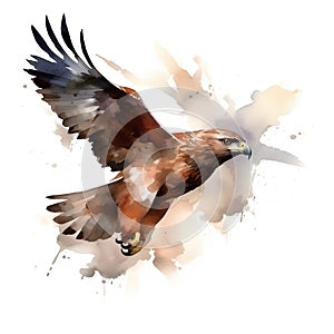 Watercolor illustration of a hawk. Hand-drawn watercolor illustration.