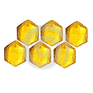 watercolor illustration hexagon many yellow honeycomb bees