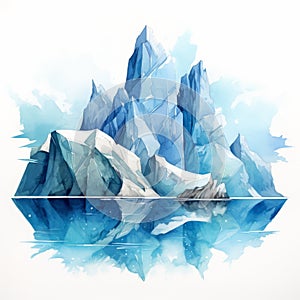 Watercolor Illustration Of Iceberg Lake