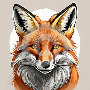 Watercolor illustration of orange fox. Wild animal