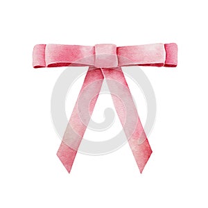 Watercolor illustration of pink ribbon bow 3