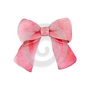 Watercolor illustration of red ribbon bow 2