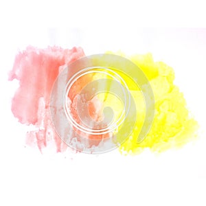 Watercolor illustration with round design element