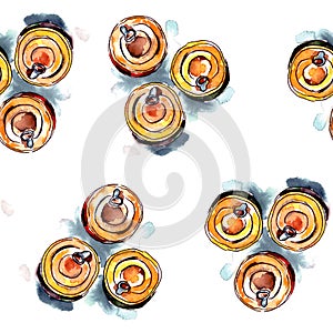 watercolor illustration. seamless pattern of cans.long-term storage products.isolated on a white background