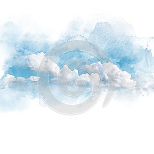 Watercolor illustration of sky with cloud retouch. photo