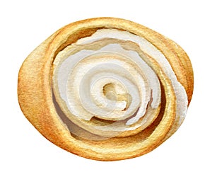 Watercolor illustration of the snail bun with icing