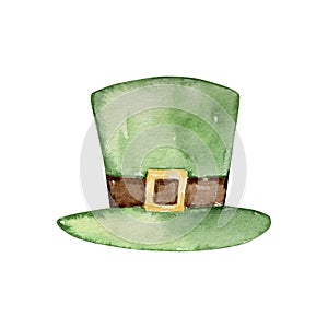 Watercolor illustration St. Patrick`s Day green hat