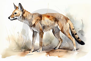 Watercolor illustration of a Tasmanian Tiger