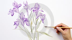 Watercolor Iris Flowers Tutorial: Detailed Botanical Illustrations With Precision Painting