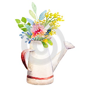 Watercolor jug with flowers