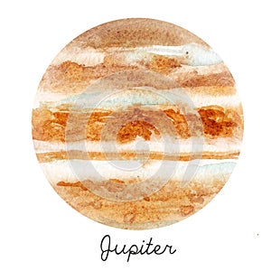 Watercolor Jupiter planet illustration