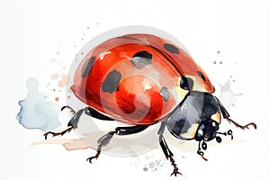 Watercolor ladybug illustration on white background