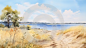 Watercolor Landscape Painting: Detailed Marine Views Of Australian Landscapes