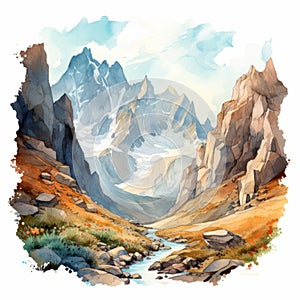 Watercolor Landscape Of Siyeh Pass photo