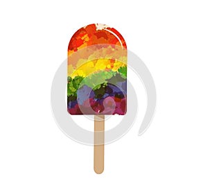 Watercolor LBGT fruit popsicle isolated on white background.