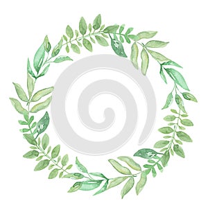 Watercolor Green Wreath Frame Leaves Wedding Spring Summer Garland Olive