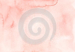 Watercolor light coral background painting. Watercolour pastel pink soft texture overlay