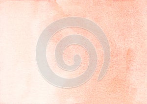 Watercolor light coral background texture. Pastel brown-pink gradient backdrop. Stains on paper, hand painted