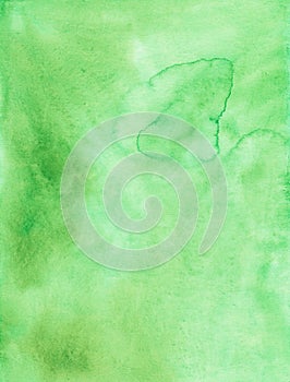 Watercolor light green background texture. Aquarelle greenery color backdrop. Stains on paper