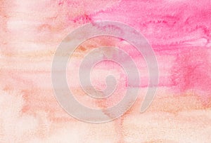 Watercolor light pink and brown background painting texture. Multicolored watercolour pastel backdrop