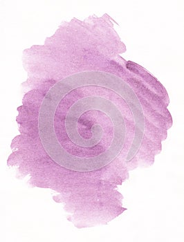 Watercolor light purple background stains on paper. Pastel crimson texture overlay. Brush strokes