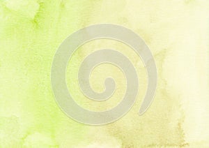 Watercolor light yellow-green and brown background texture. Aquarelle lime gradient backdrop
