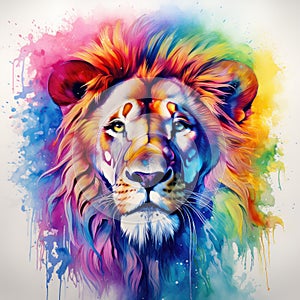 watercolor lion painting Lion King watercolor predator animals wildlife painting